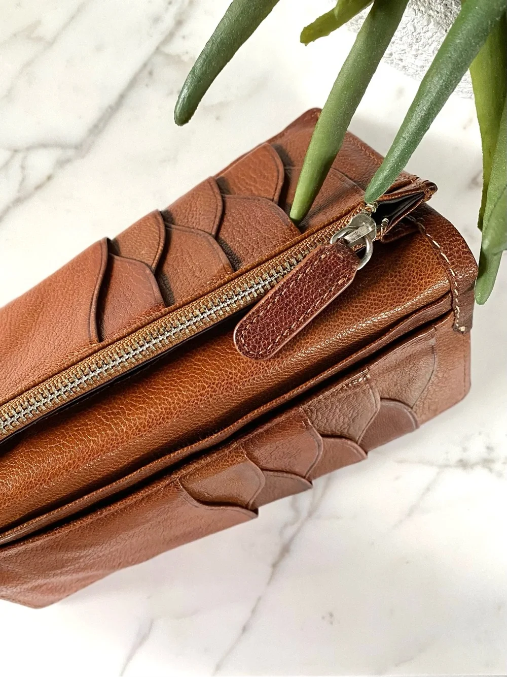 COLE HAAN- Brown Leather Long Wallet for Bills, Cards & Coins